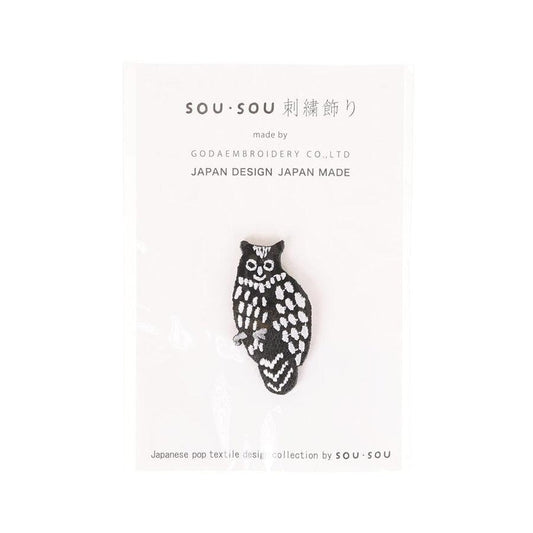 SOUSOU Embroidery Brooch Owl - LOG-ON