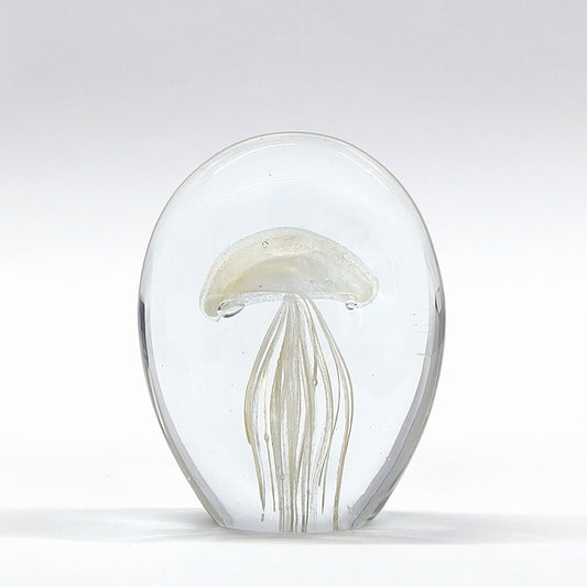KEY STONE Jelly Fish Glass Art - White  (350g)