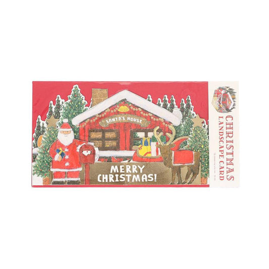 GREETING LIFE Christmas Card - Landscape Card Santa House - LOG-ON