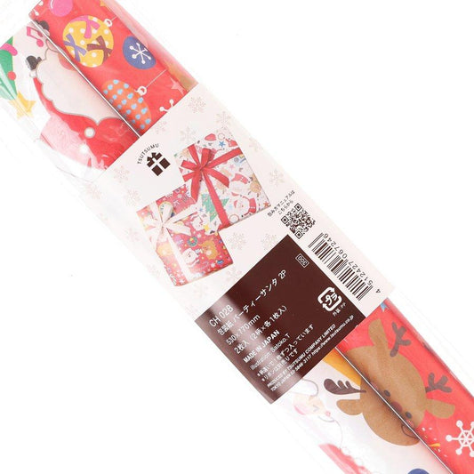 TSUTSUMU Xmas Roll Wrapping Paper 53X77cm 2pcs - Santa Red & White (45g) - LOG-ON