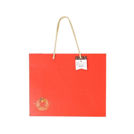 TSUTSUMU Xmas Paper Bag 34X12X28cm - Small Wreath Red (125g) - LOG-ON