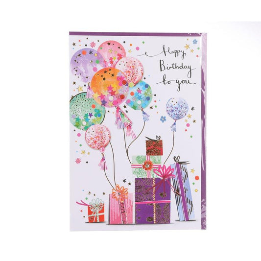 PAPERROSE Birthday Card Jumbo - Present & Balloon - LOG-ON