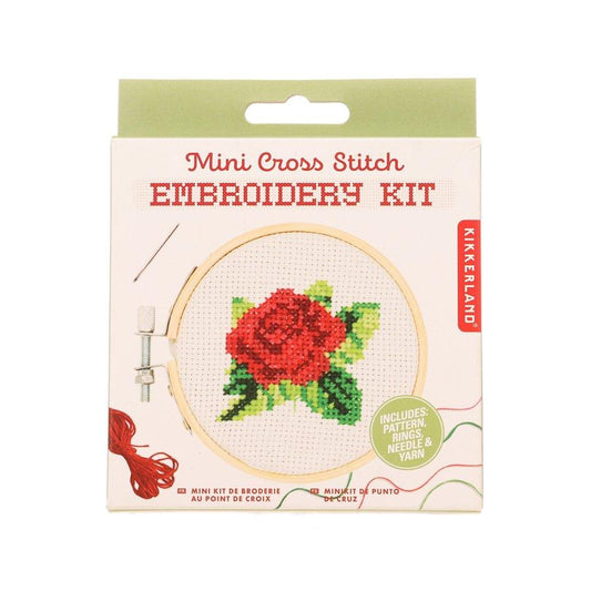 KIKKERLAND Mini Cross Stitch Kit - Rose - LOG-ON