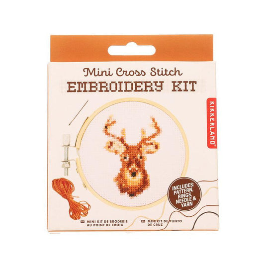 KIKKERLAND Mini Cross Stitch Kit - Deer - LOG-ON