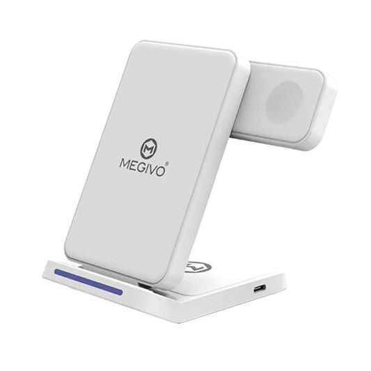 MEGIVO Magboost Go Travel Foldable 3 In 1 Wireless Charger White