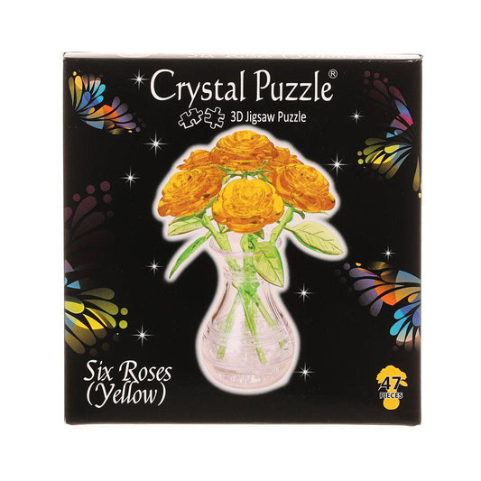 3D CRYSTAL PUZZLE 3D Crystal Puzzle Six Roses Yellow - LOG-ON