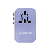 VERBATIM 5Port PD3.0 75W Gan Travel Adaptor - Purple - LOG-ON