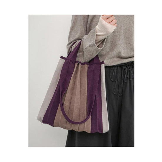 PLEATSMAMA PM11ZW-SB05 2Way Shopper Bag Purple - LOG-ON