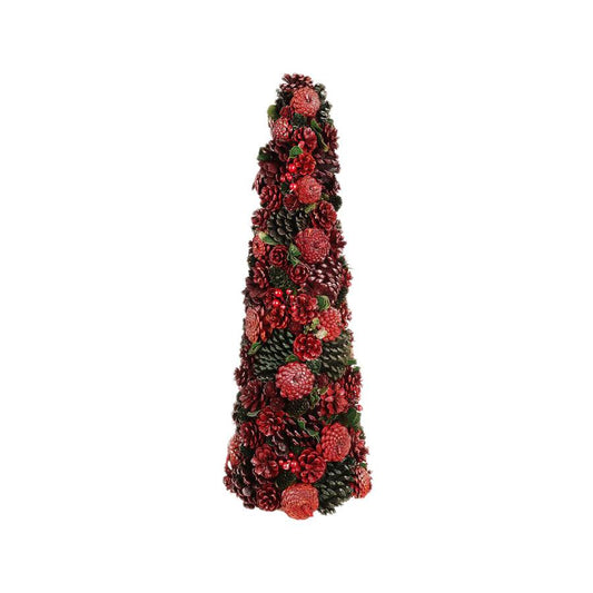 JLINE Xmas Cone Pine Cones With Berry 71cm - Red/Green - LOG-ON
