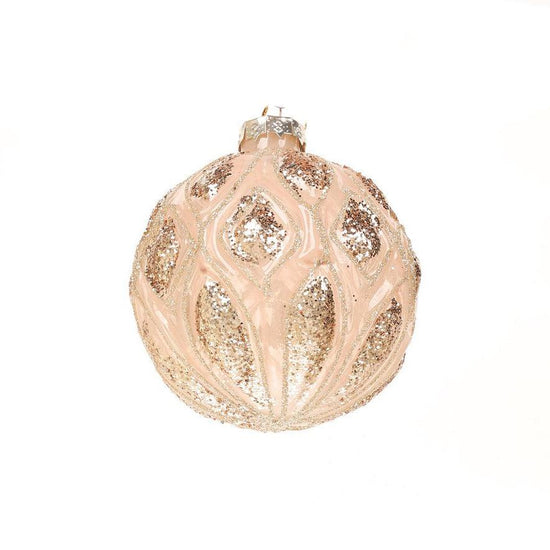 JLINE Xmas Glass Ornament Ballbox Set 11cm 4 pcs - Pink/Gold - LOG-ON