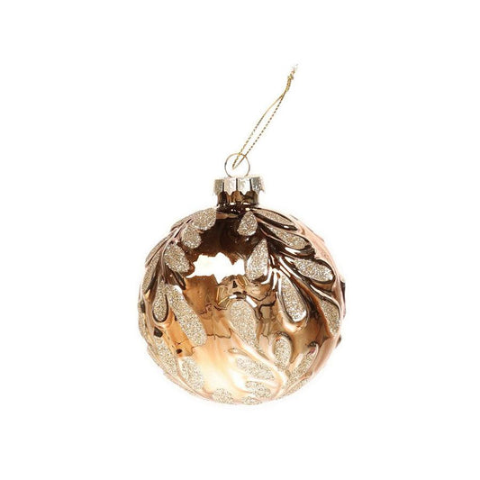 JLINE Xmas Glass Ornament Ballbox Set 8cm 6 pcs - Shiny Gold - LOG-ON
