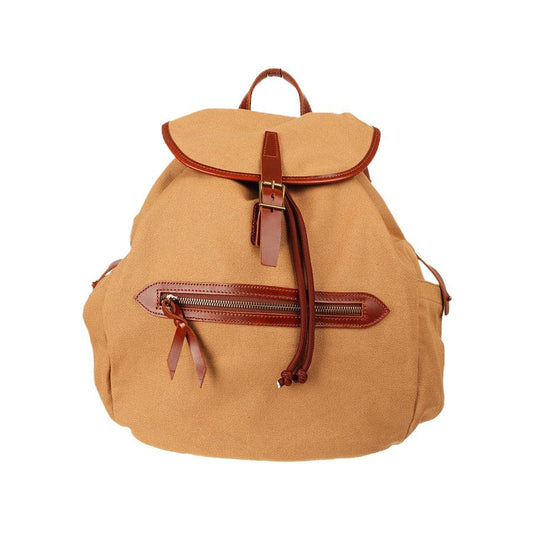 MMOB Leo Canvas Leather Backpack Khaki - LOG-ON