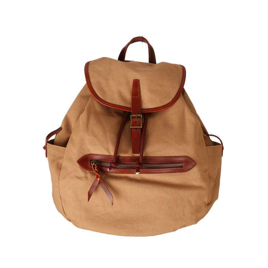 MMOB Leo Canvas Leather Backpack Beige - LOG-ON