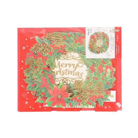 HALLMARK Xmas Card Music Pop Up - Wreath (68g) - LOG-ON