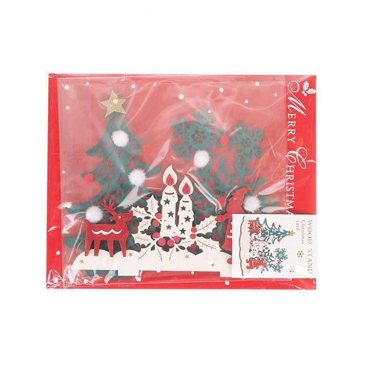 APJ Xmas Card Wood Stand Large - Candle (96g) - LOG-ON