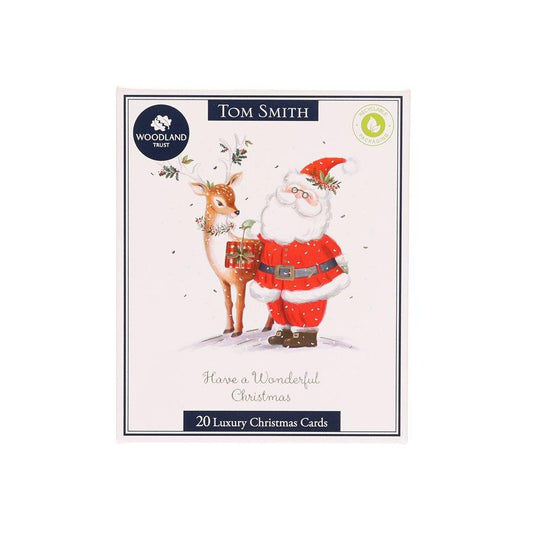 TOMSMITH Xmas Card Luxury Boxed 20 pcs - Whimsical Santa - LOG-ON