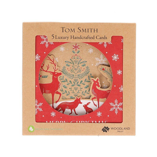 TOMSMITH Xmas Card Luxury Handcrafted Boxed 5 pcs - Folklore - LOG-ON