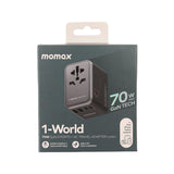 MOMAX 1-World 70W Gan Travel Adaptor - Black - LOG-ON