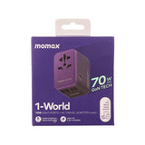 MOMAX 1-World 70W Gan Travel Adaptor - Dark Purple - LOG-ON