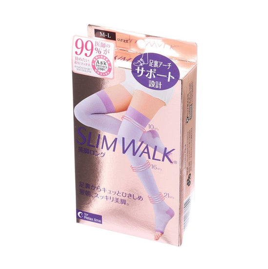 SLIMWALK Compression Open-Toe Socks For Night, Long Type Lavender (M-L) - LOG-ON