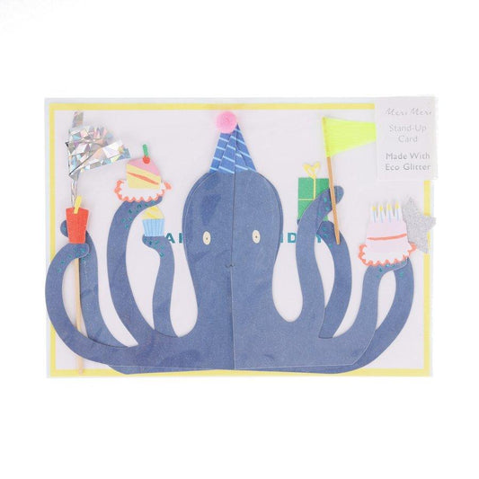 MERIMERI Birthday Card Stand Up - Party Octopus - LOG-ON