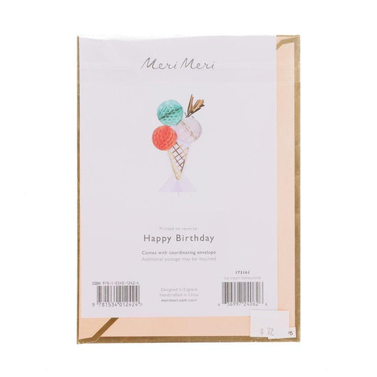 MERIMERI Birthday Card Honeycomb - Ice Cream - LOG-ON