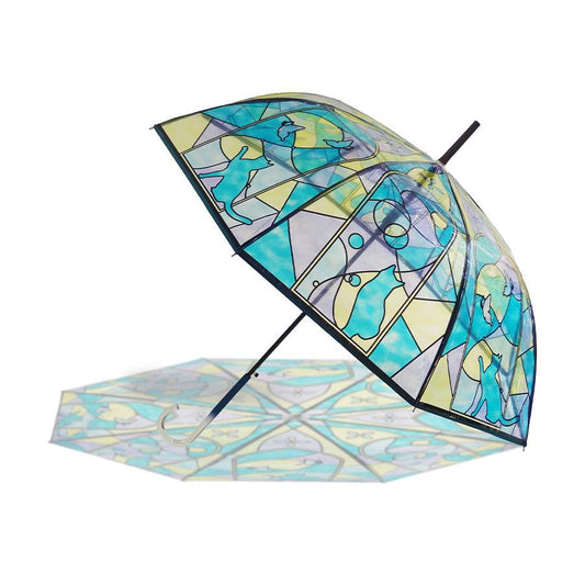 TOMO Stained Glass Umbrella Cat and Butterfly Blue (345g) - LOG-ON