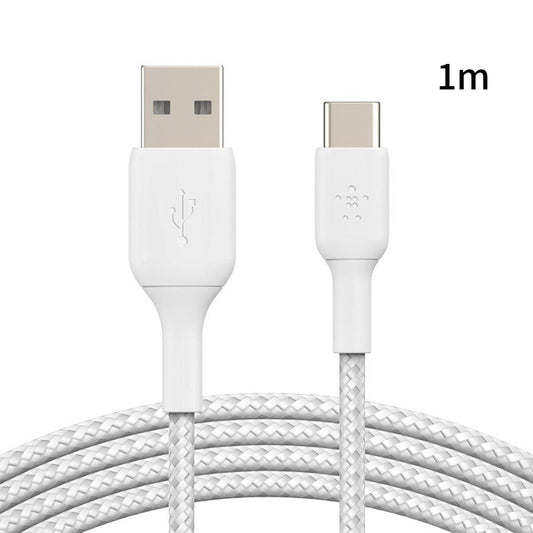 BELKIN Braided USB-A to USB-C 1M Cable White - LOG-ON