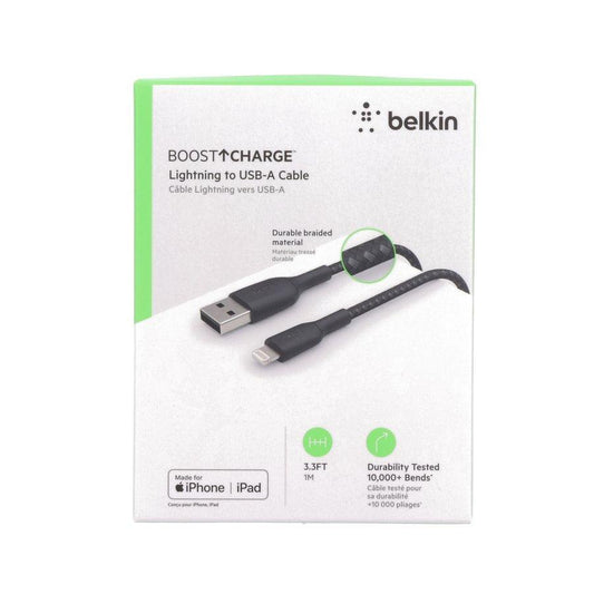 BELKIN Braided USB-A to LTG 1M Cable Black - LOG-ON