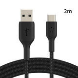 BELKIN Braided USB-A to LTG 2M Cable Black - LOG-ON