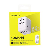 MOMAX 1-World 65W GaN Travel Adaptor - White - LOG-ON