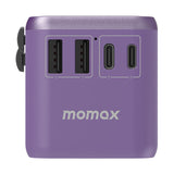 MOMAX 1-World 65W Gan Travel Adaptor - Purple - LOG-ON
