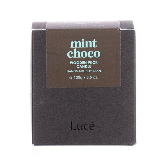LUCE Wooden Wick Soy Candle – Mint Choco (100g) - LOG-ON