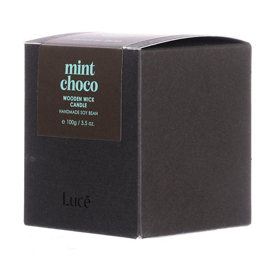 LUCE Wooden Wick Soy Candle – Mint Choco (100g) - LOG-ON