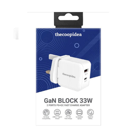 THECOOPIDEA GaN Block 33W 1C1A PD+QC GaN Charger - LOG-ON